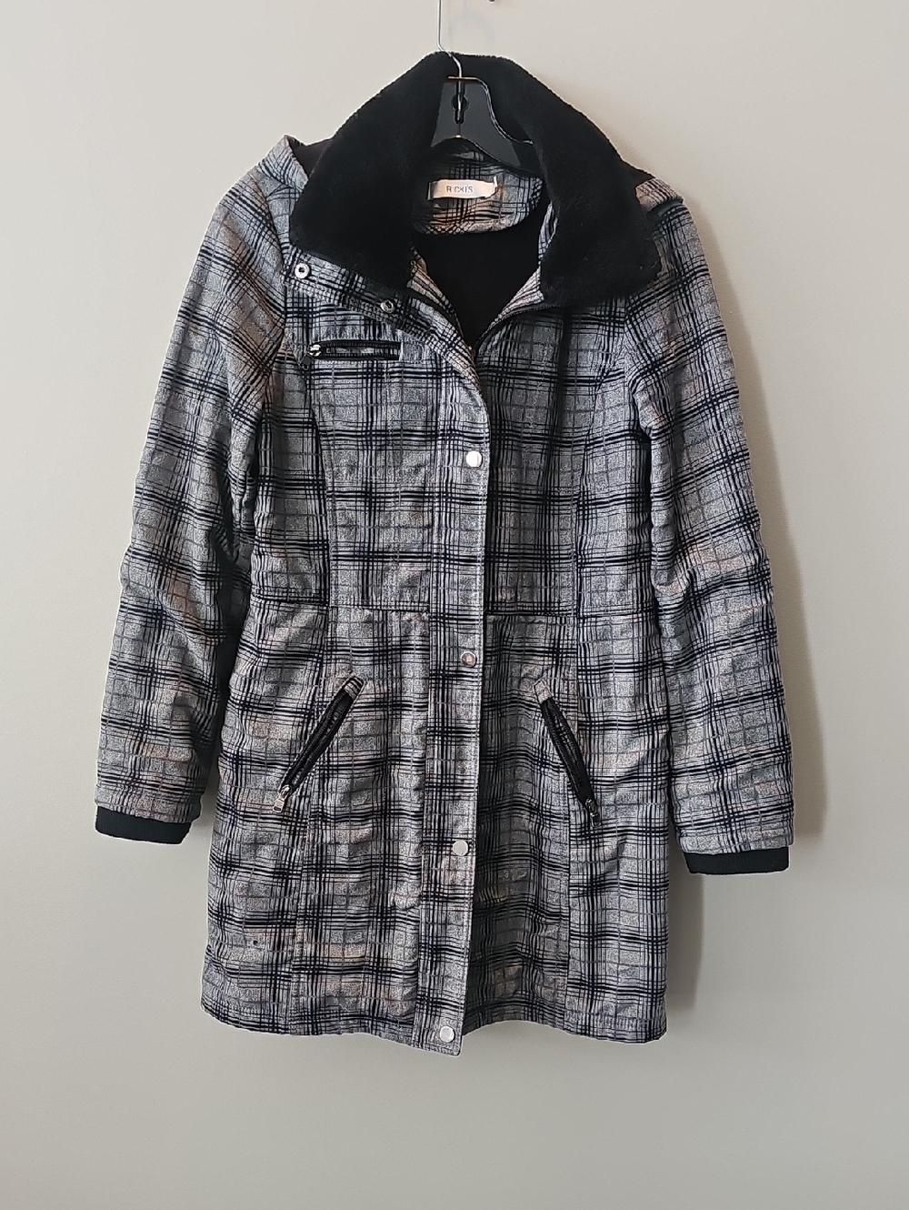 Ladies Medium Ricki's Hooded Spring/Fall Plaid Jacket